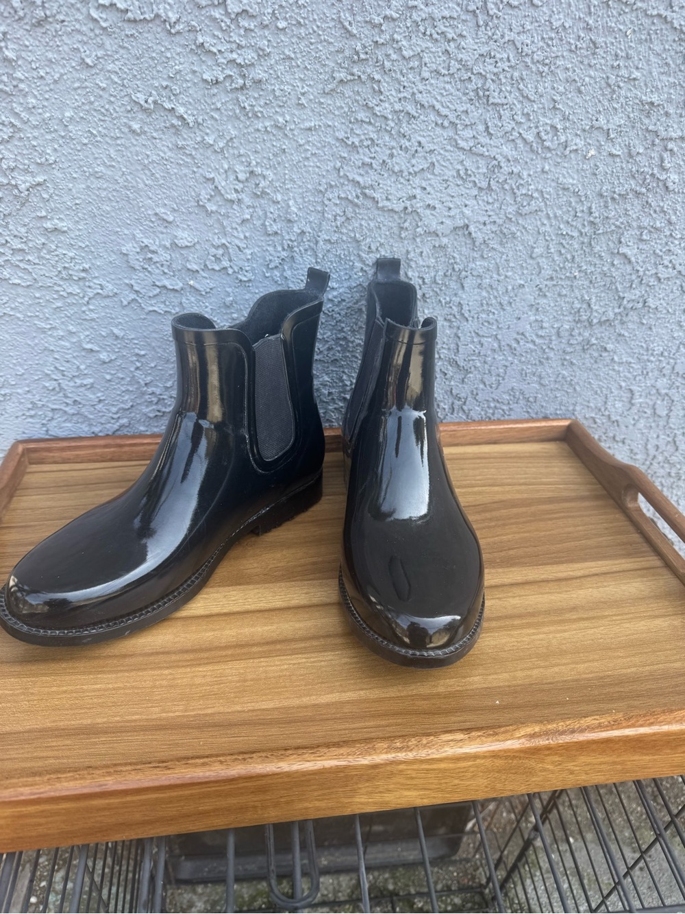 Michael Kors Black Glossy Rain Ankle Boots Size 8 - MK Fulton Waterproof - Picture 11 of 14